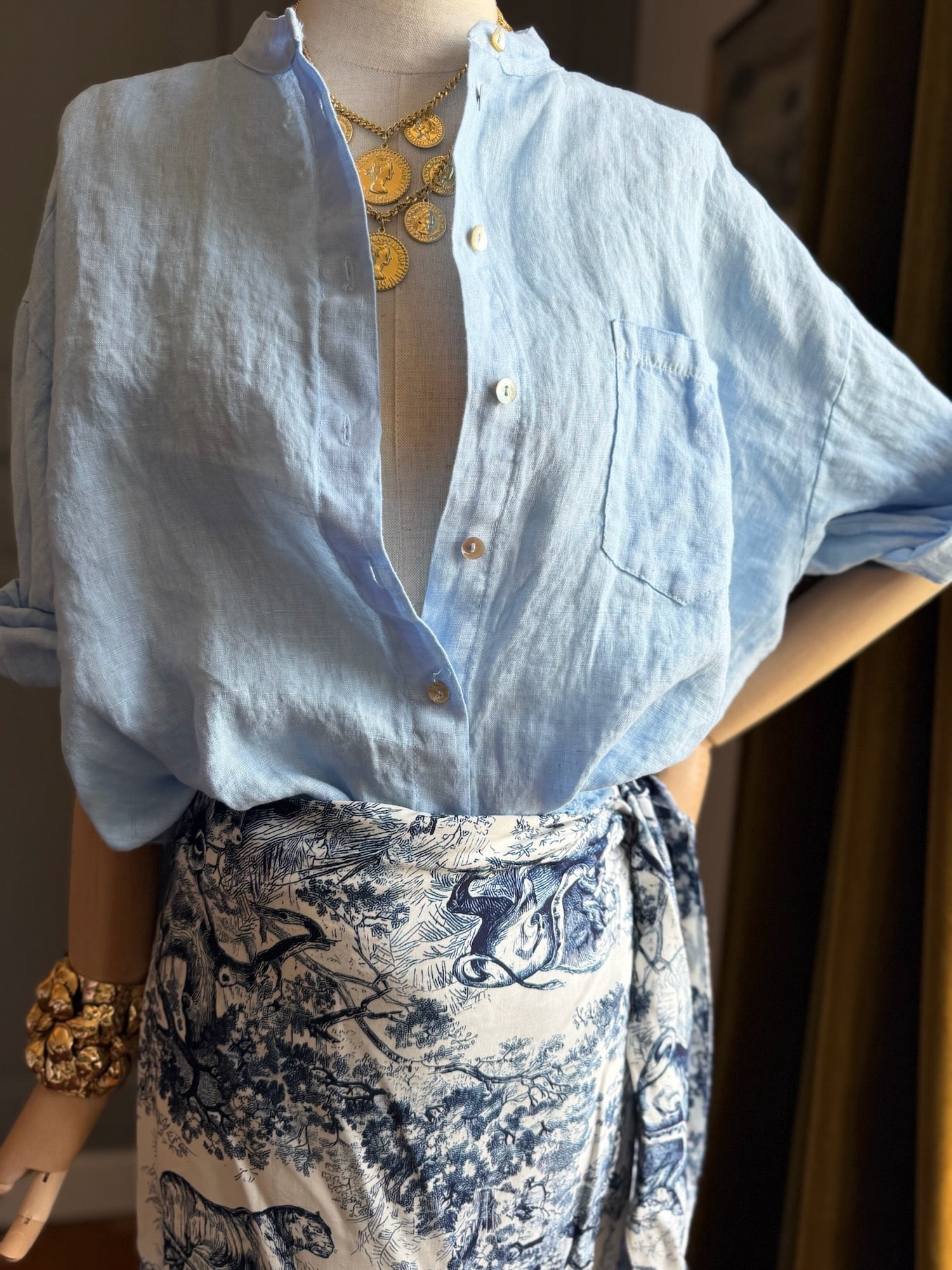 Camicia lino azzurra