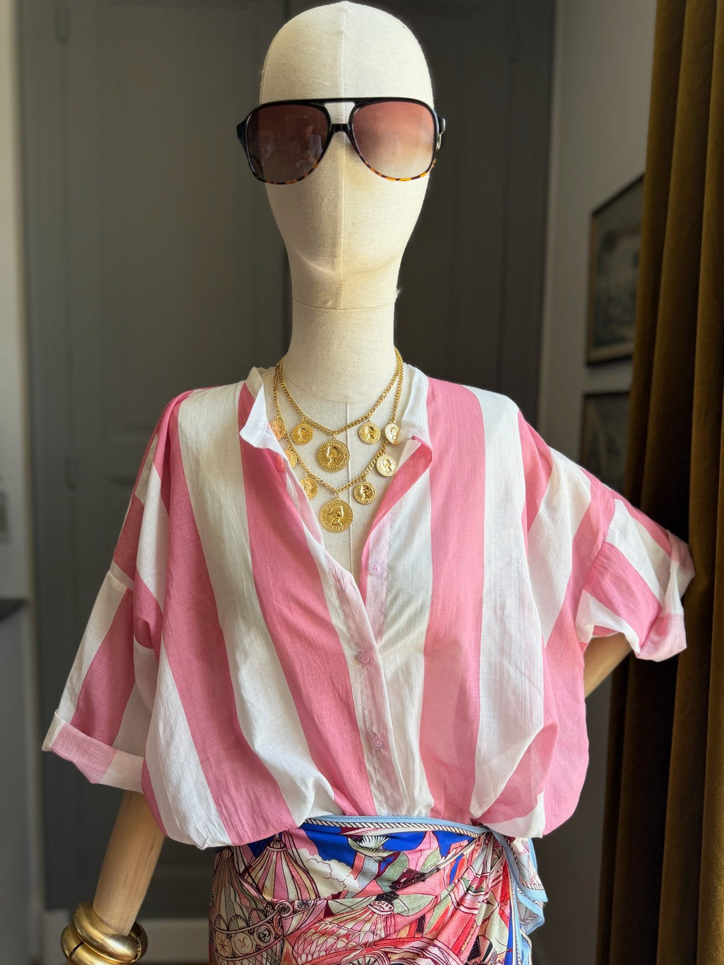 Camicia mussola righe larghe
