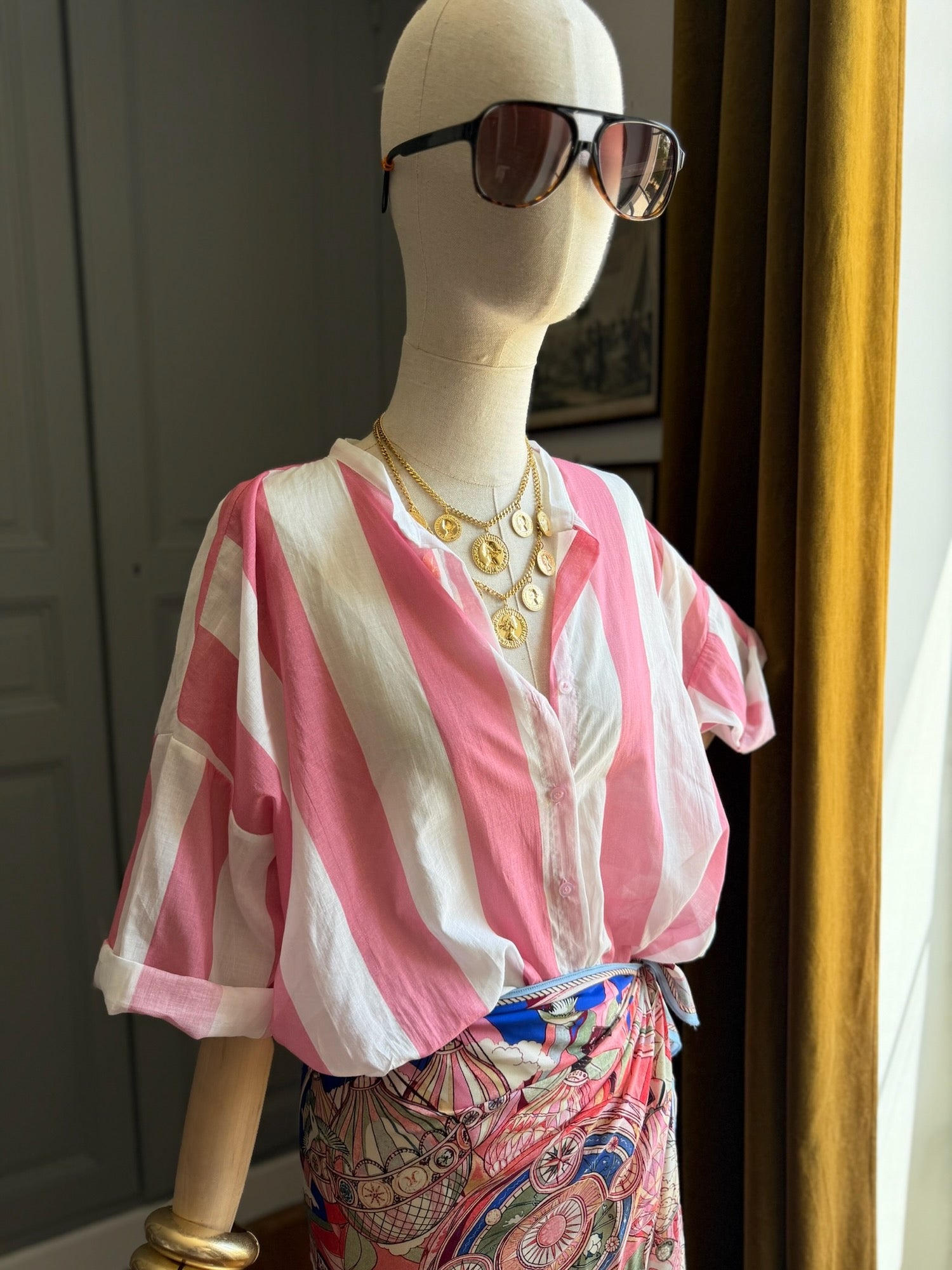 Camicia mussola righe larghe