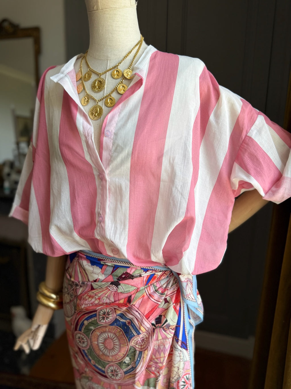 Camicia mussola righe larghe