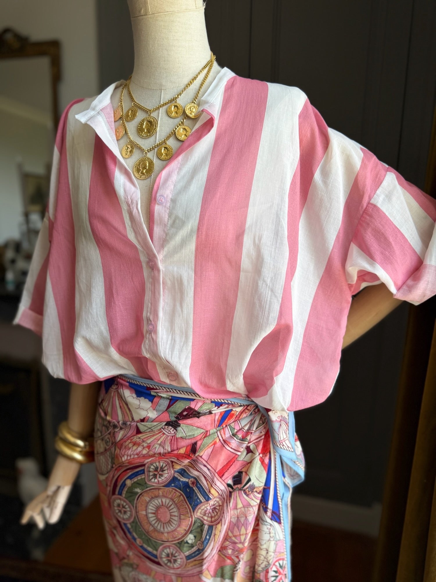 Camicia mussola righe larghe