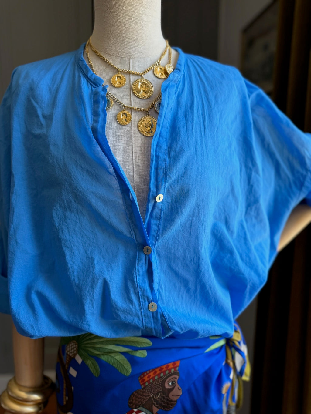Camicia mussola blu